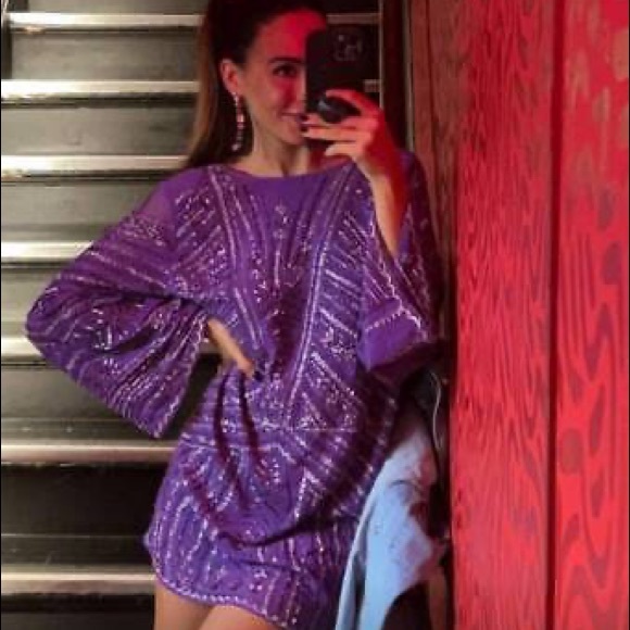 ✨💜✨ {Zara} Beaded Tunic Dress - Limited Edition Size S-M ✨💜✨ - Picture 14 of 15